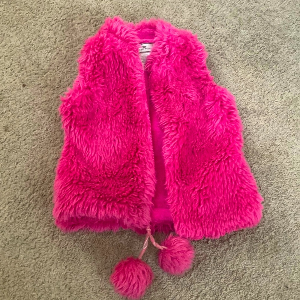 Girls Pink Faux Fur Vest